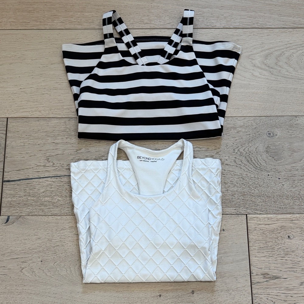 Athleta (Size Small) & Beyond Yoga (Size XS) Tank Top Bundle in Black/White